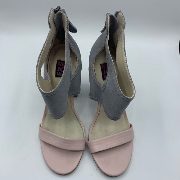 Mojo Moxy❤️ gray and pink block sandal heel - Picture 3 of 15